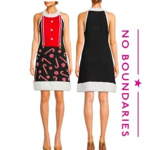 NO BOUNDARIES Junior's Christmas CandyCane Sweater Dress Sz XS